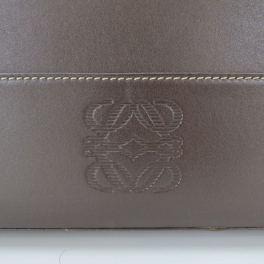 LOEWE Business bag leather Brown mens Used Authentic
