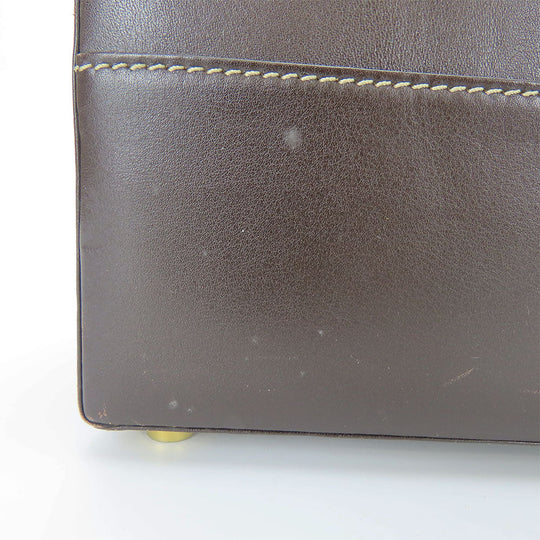 LOEWE Business bag leather Brown mens Used Authentic