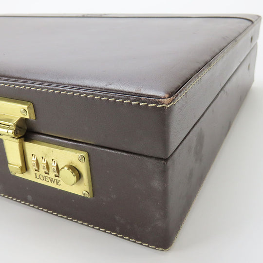 LOEWE Business bag leather Brown mens Used Authentic