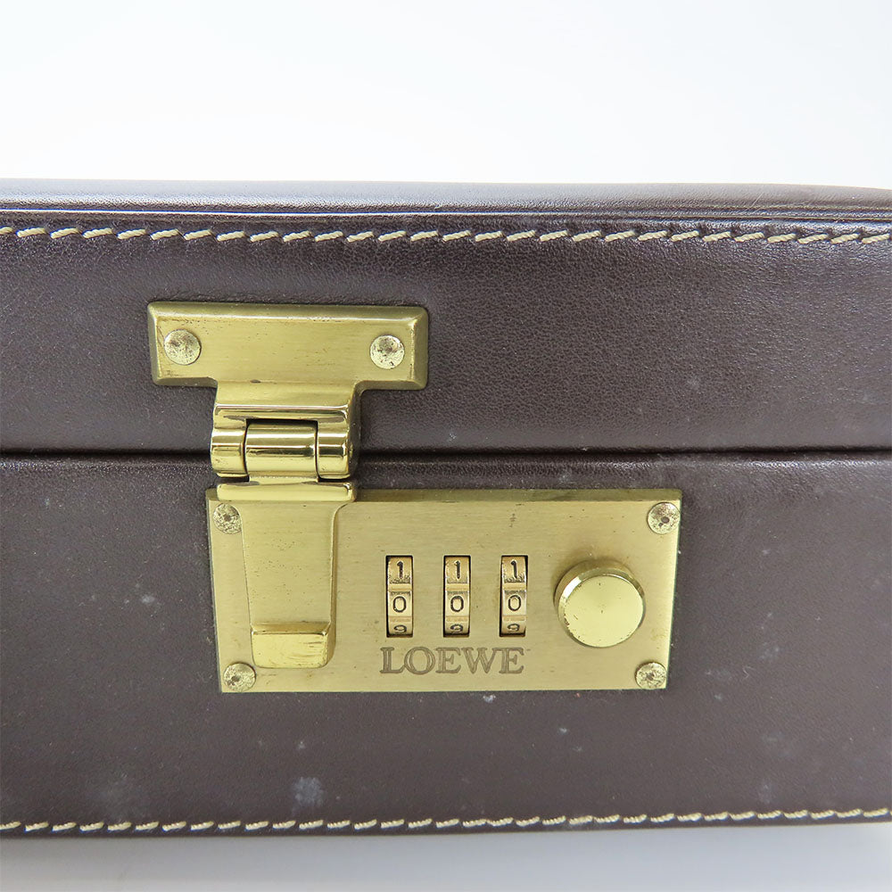 LOEWE Business bag leather Brown mens Used Authentic