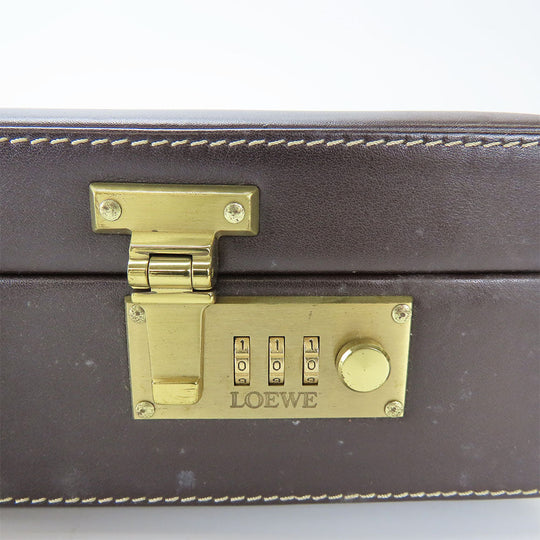 LOEWE Business bag leather Brown mens Used Authentic