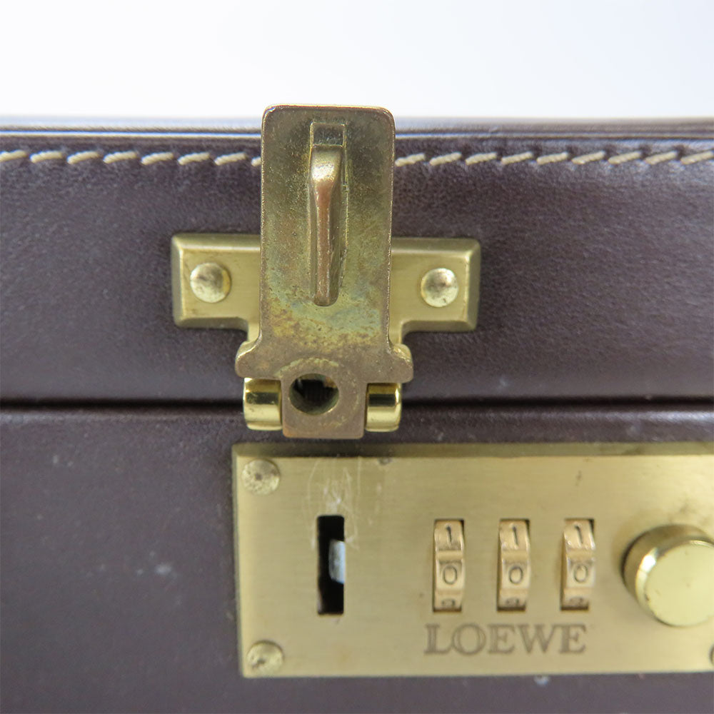 LOEWE Business bag leather Brown mens Used Authentic