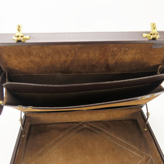 LOEWE Business bag leather Brown mens Used Authentic