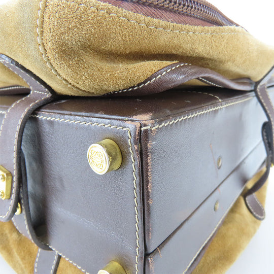 LOEWE Business bag leather Brown mens Used Authentic