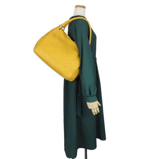 BOTTEGAVENETA Shoulder Bag Calfskin yellow INTRECCIATO Women Used Authentic