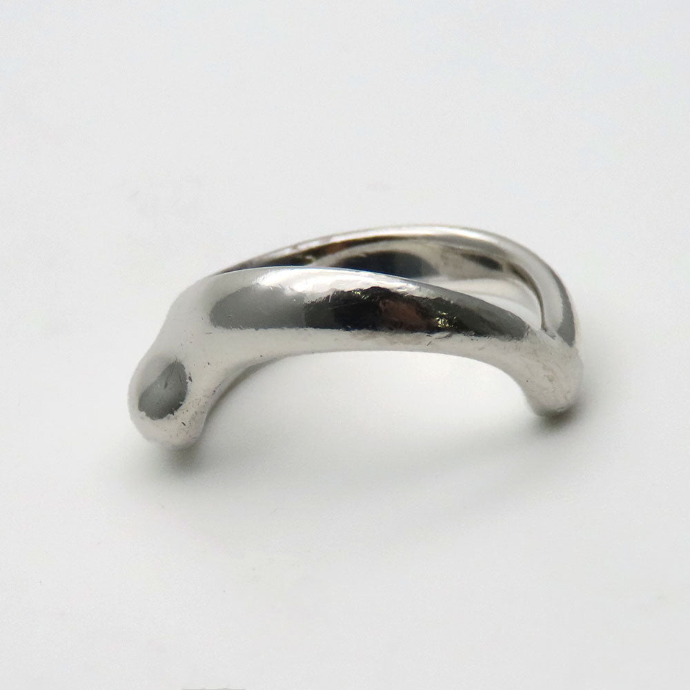 TIFFANY&Co. Ring Silver925 Silver Curved Wave Heart Women Used Authentic