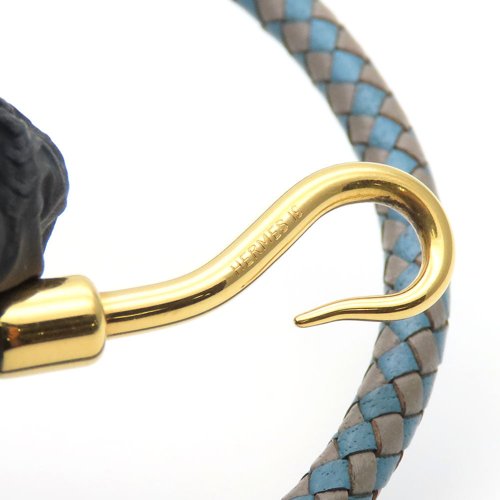 HERMES bracelet Metal, Leather blue Jumbo bless unisex(Unisex) Used Authentic