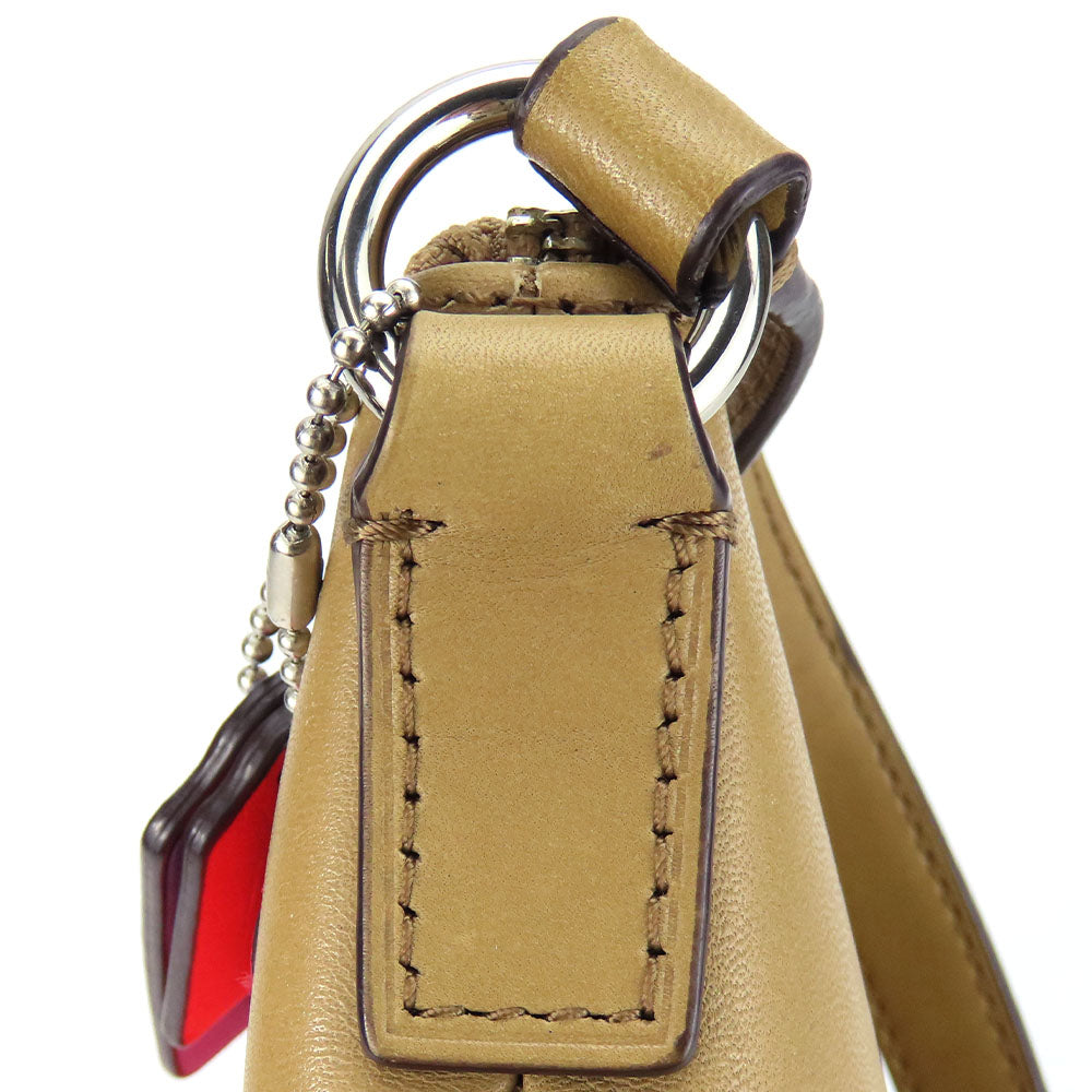 COACH Shoulder Bag leather beige Women Used Authentic