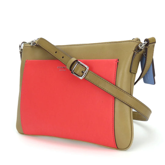 COACH Shoulder Bag leather beige Women Used Authentic