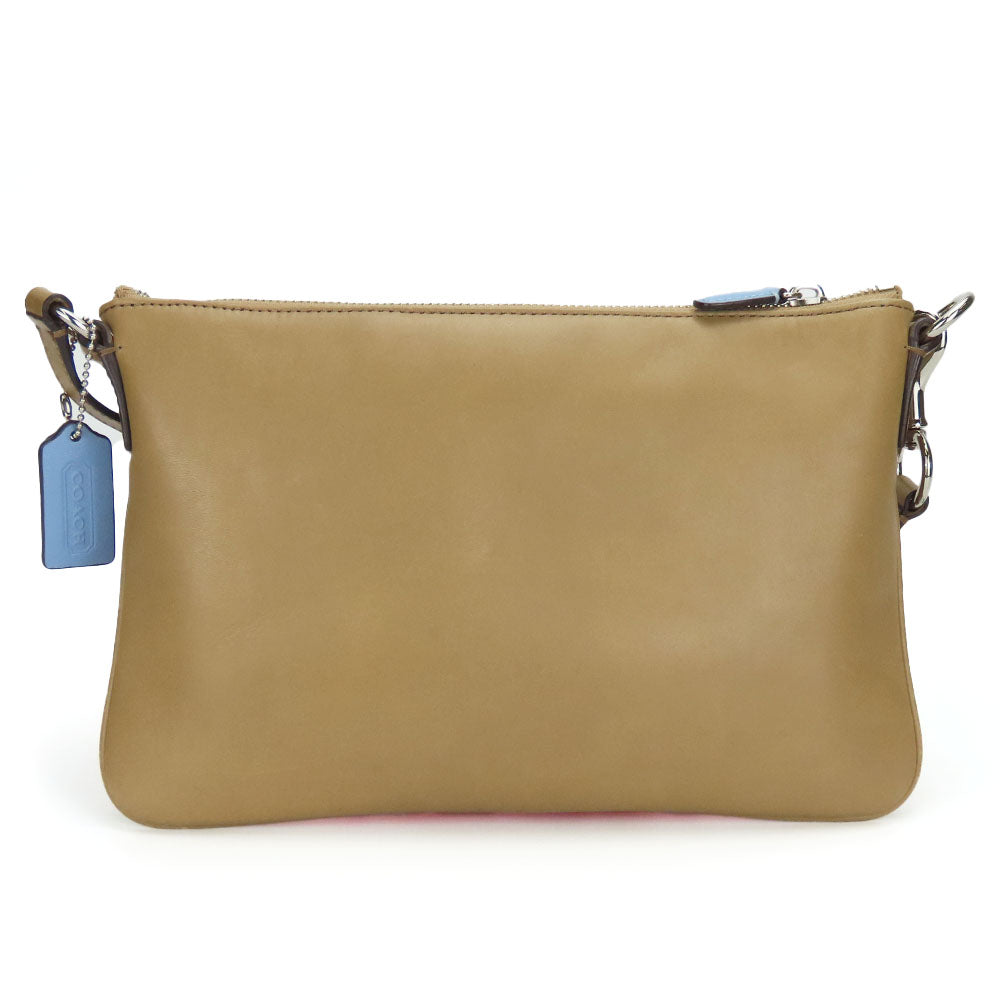 COACH Shoulder Bag leather beige Women Used Authentic