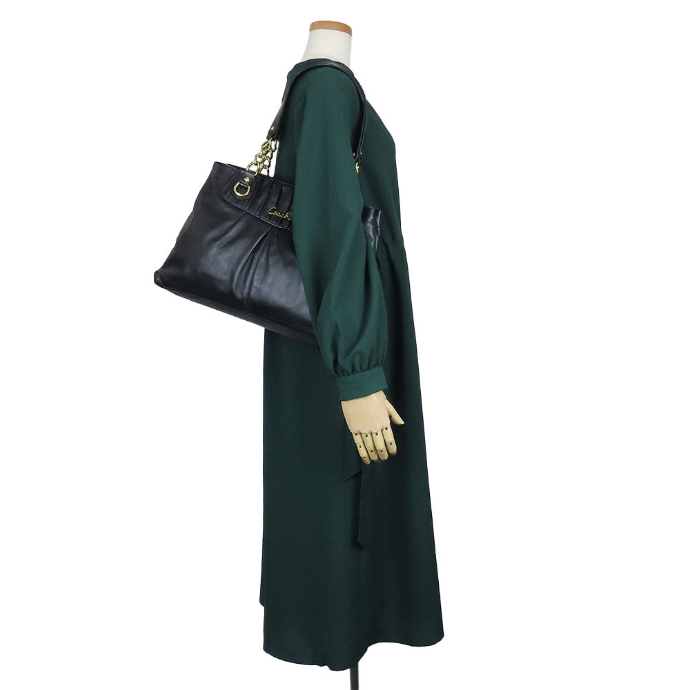 COACH Tote Bag F17571 leather black Women Used Authentic