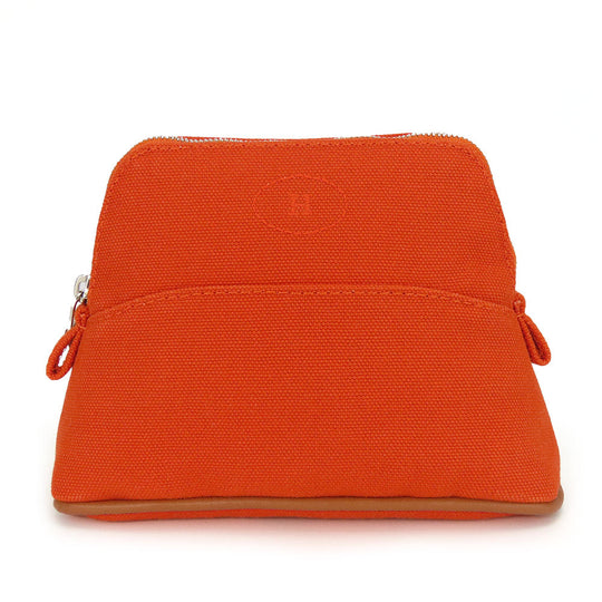 HERMES Pouch cotton Orange Bored pouch mini mini Women Used Authentic