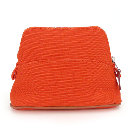 HERMES Pouch cotton Orange Bored pouch mini mini Women Used Authentic