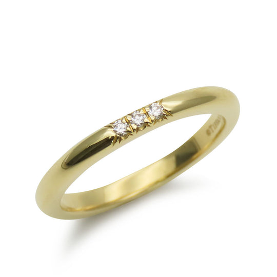 TIFFANY&Co. Ring K18 Yellow Gold, Diamond Yellow Gold Forever Wedding Bands Women Used Authentic