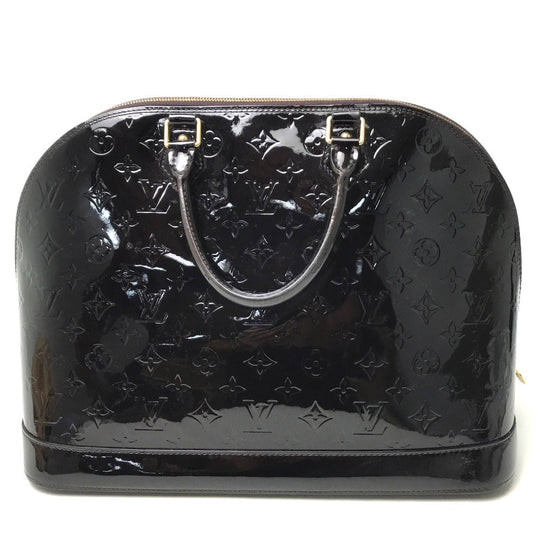 LOUIS VUITTON Handbag M93595 Canvas / patent leather Dark purple type Monogram Vernis Alma GM Women Used Authentic