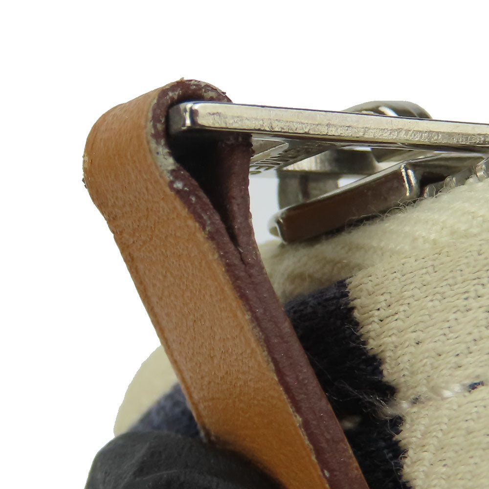 HERMES Pouch canvas Navy Chene Dunkle Truth Flat GM Women Used Authentic