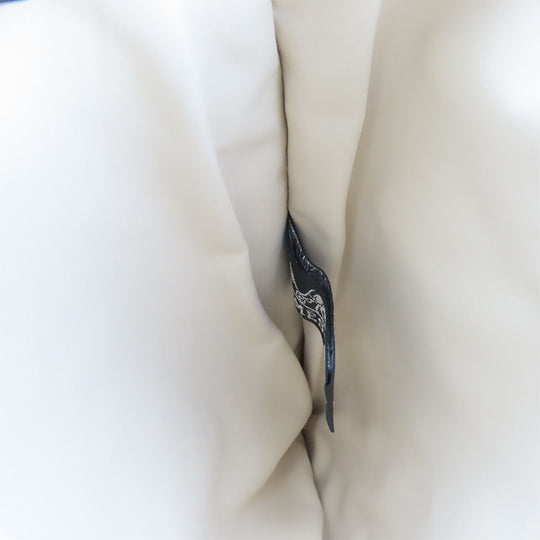 HERMES Pouch canvas Navy Chene Dunkle Truth Flat GM Women Used Authentic