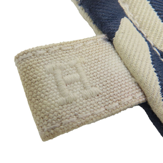 HERMES Pouch canvas Navy Chene Dunkle Truth Flat GM Women Used Authentic