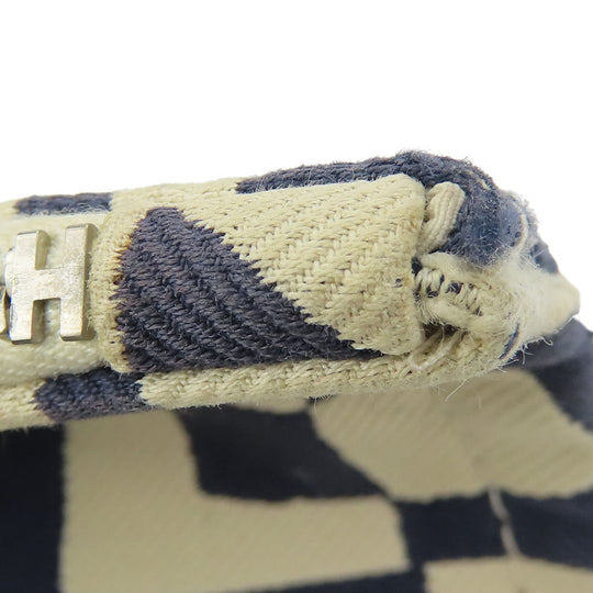 HERMES Pouch canvas Navy Chene Dunkle Truth Flat GM Women Used Authentic