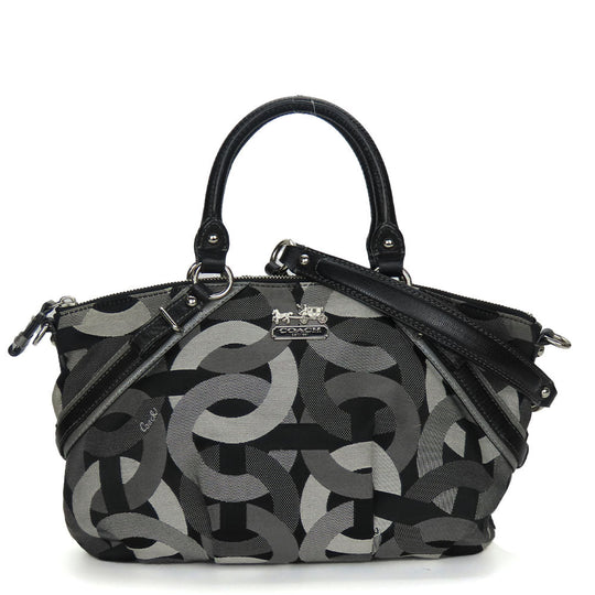 COACH Handbag 16901 canvas black Op art