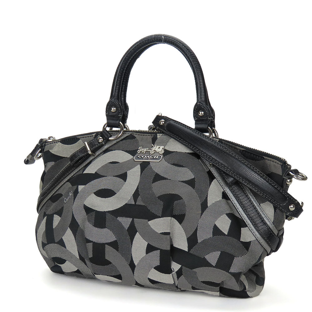 COACH Handbag 16901 canvas black Op art