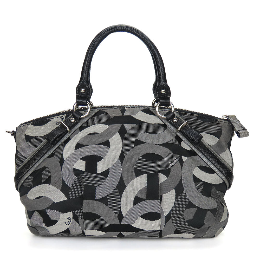 COACH Handbag 16901 canvas black Op art