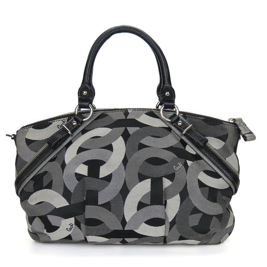 COACH Handbag 16901 canvas black Op art