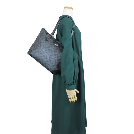 COACH Tote Bag F29208 Leather, PVC black Signature Women Used Authentic