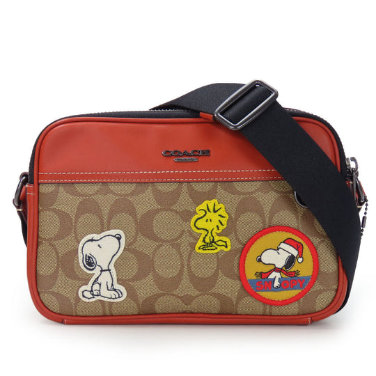 COACH Shoulder Bag CE746 Leather, PVC Orange Signature Women Used Authentic