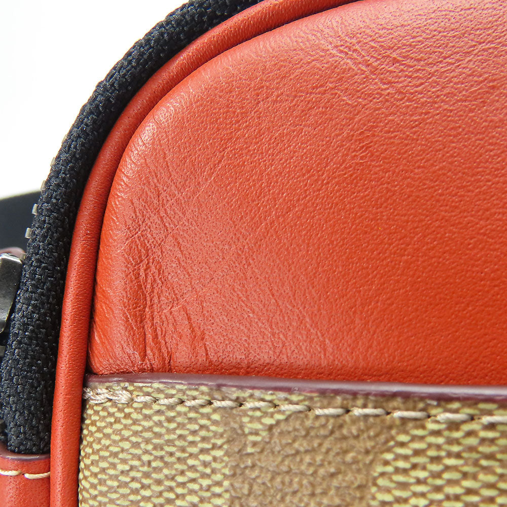 COACH Shoulder Bag CE746 Leather, PVC Orange Signature Women Used Authentic