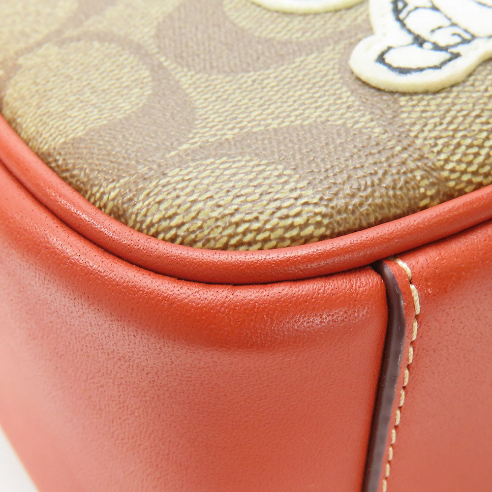 COACH Shoulder Bag CE746 Leather, PVC Orange Signature Women Used Authentic