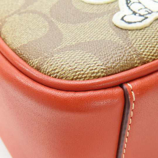 COACH Shoulder Bag CE746 Leather, PVC Orange Signature Women Used Authentic