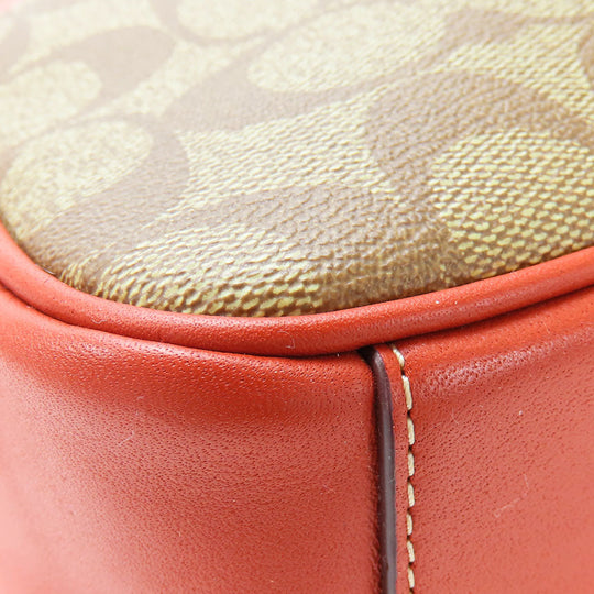 COACH Shoulder Bag CE746 Leather, PVC Orange Signature Women Used Authentic