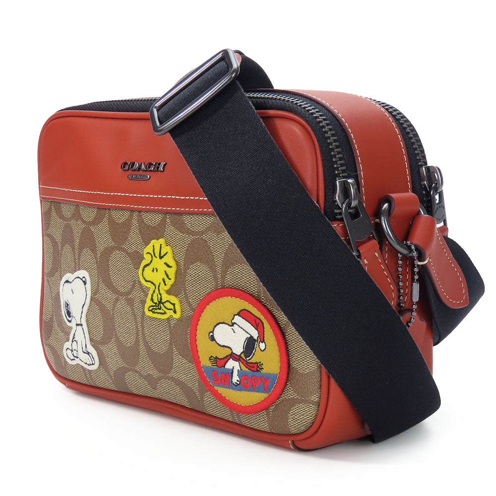 COACH Shoulder Bag CE746 Leather, PVC Orange Signature Women Used Authentic