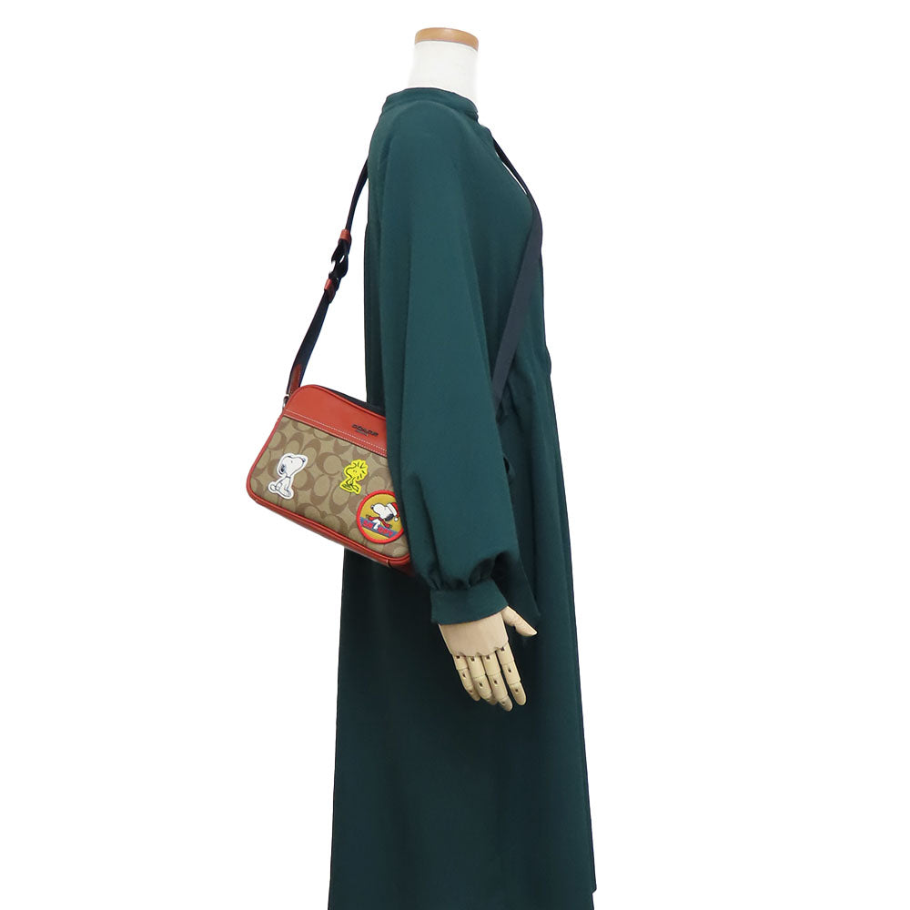 COACH Shoulder Bag CE746 Leather, PVC Orange Signature Women Used Authentic