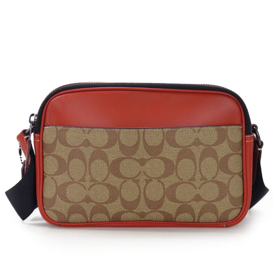 COACH Shoulder Bag CE746 Leather, PVC Orange Signature Women Used Authentic