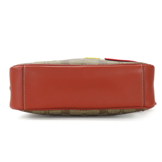 COACH Shoulder Bag CE746 Leather, PVC Orange Signature Women Used Authentic