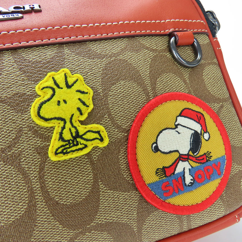 COACH Shoulder Bag CE746 Leather, PVC Orange Signature Women Used Authentic