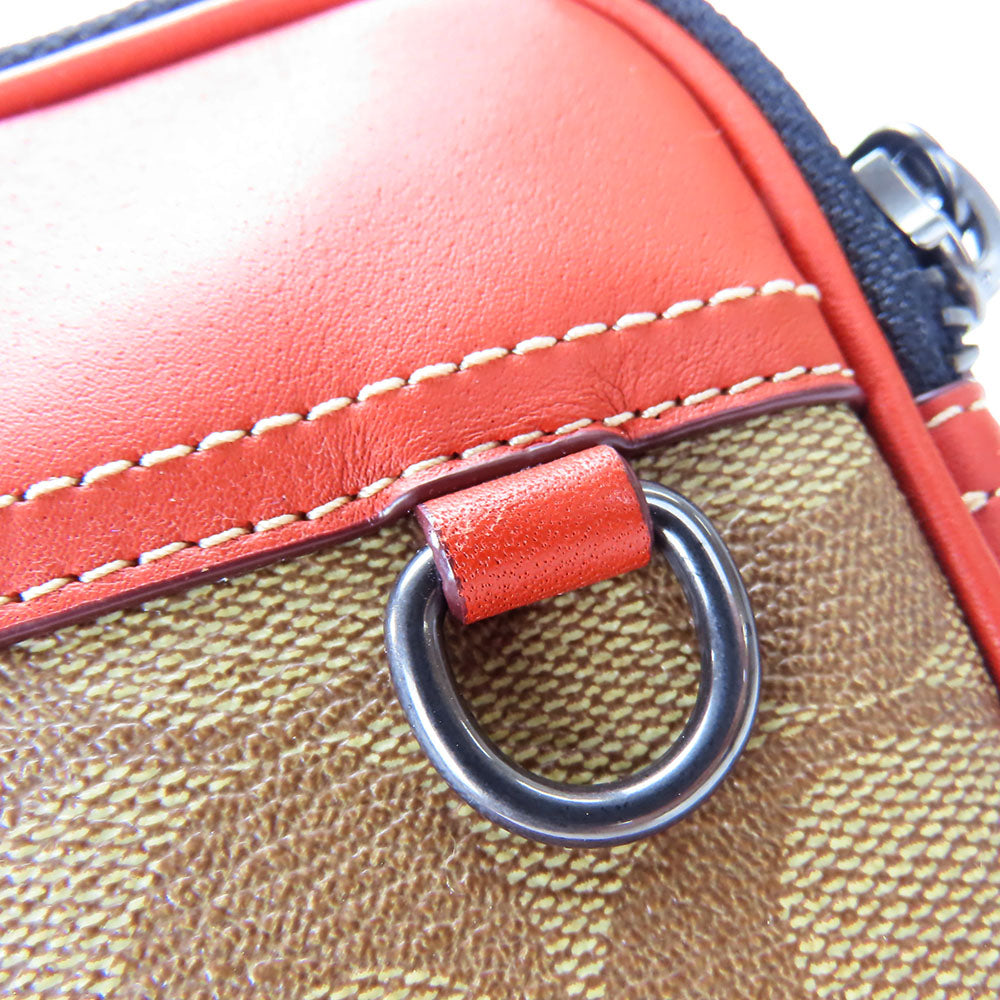 COACH Shoulder Bag CE746 Leather, PVC Orange Signature Women Used Authentic