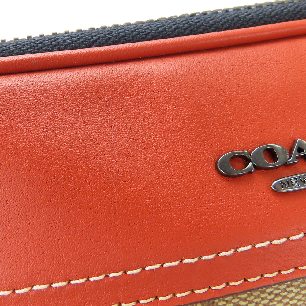 COACH Shoulder Bag CE746 Leather, PVC Orange Signature Women Used Authentic