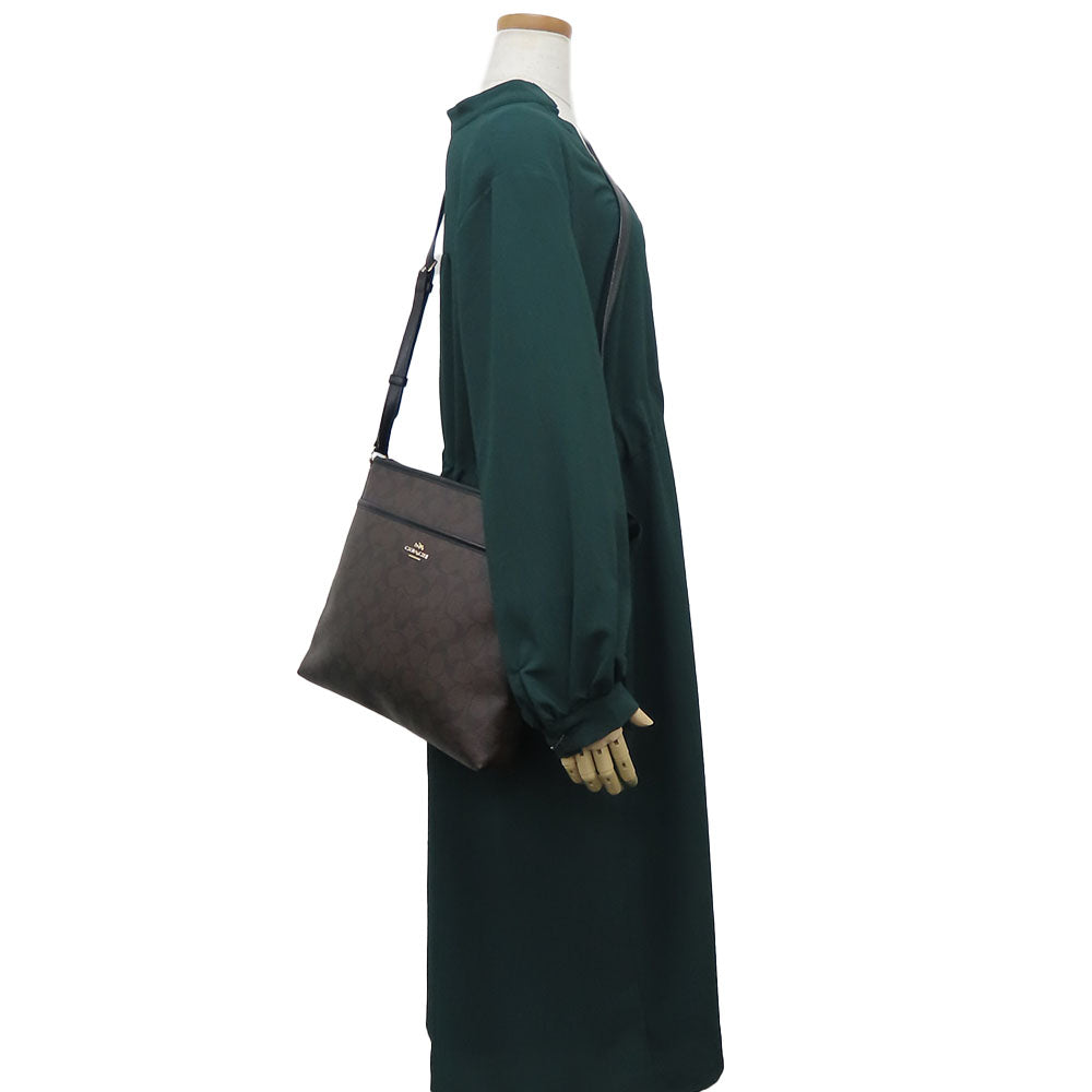 COACH Shoulder Bag F34938 PVC, Leather black Signature Women Used Authentic