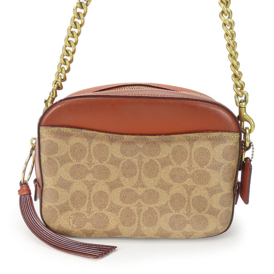 COACH Shoulder Bag 31208 Leather, PVC Brown Camera bag Women Used Authentic