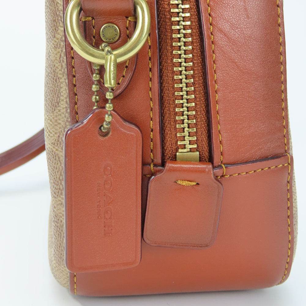 COACH Shoulder Bag 31208 Leather, PVC Brown Camera bag Women Used Authentic