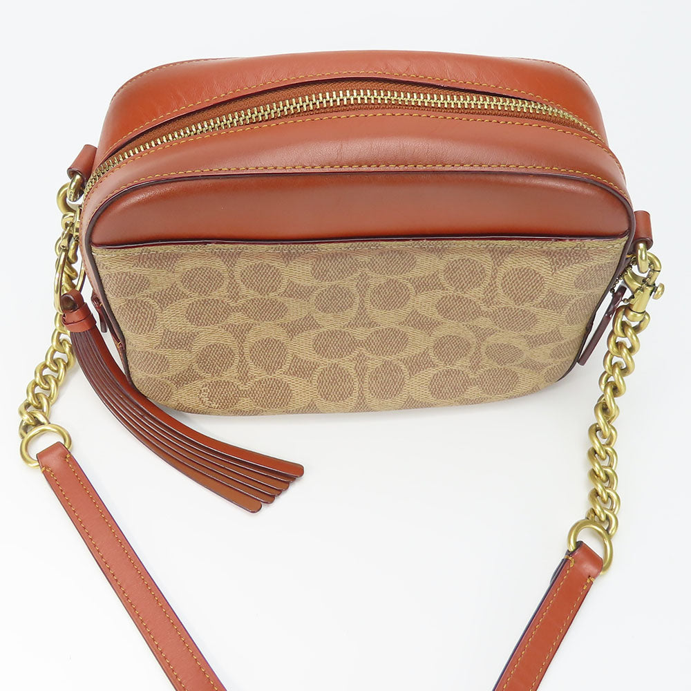 COACH Shoulder Bag 31208 Leather, PVC Brown Camera bag Women Used Authentic