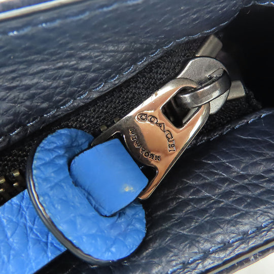 COACH Messenger bag C5291 Canvas, Leather Navy Signature Thompson mens Used Authentic