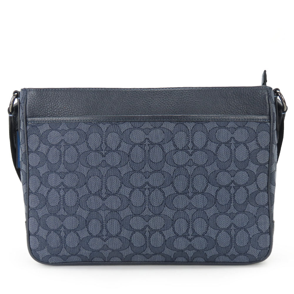 COACH Messenger bag C5291 Canvas, Leather Navy Signature Thompson mens Used Authentic