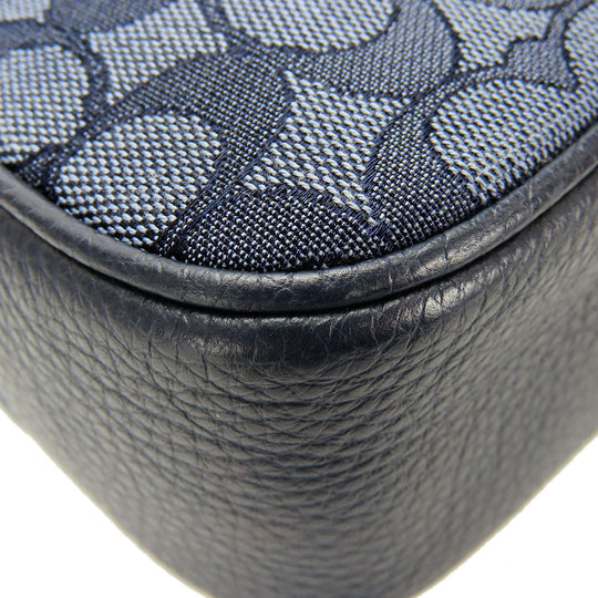 COACH Messenger bag C5291 Canvas, Leather Navy Signature Thompson mens Used Authentic