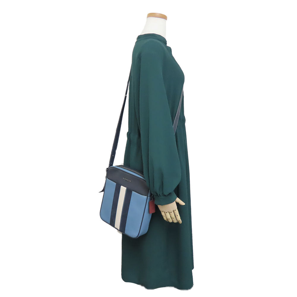 COACH Shoulder Bag CB908 leather Navy mens Used Authentic