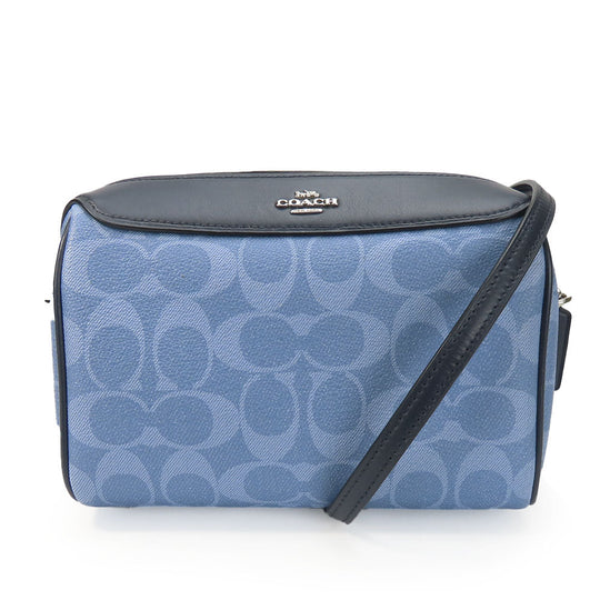 COACH Shoulder Bag 91500 PVC, Leather blue Signature Women Used Authentic