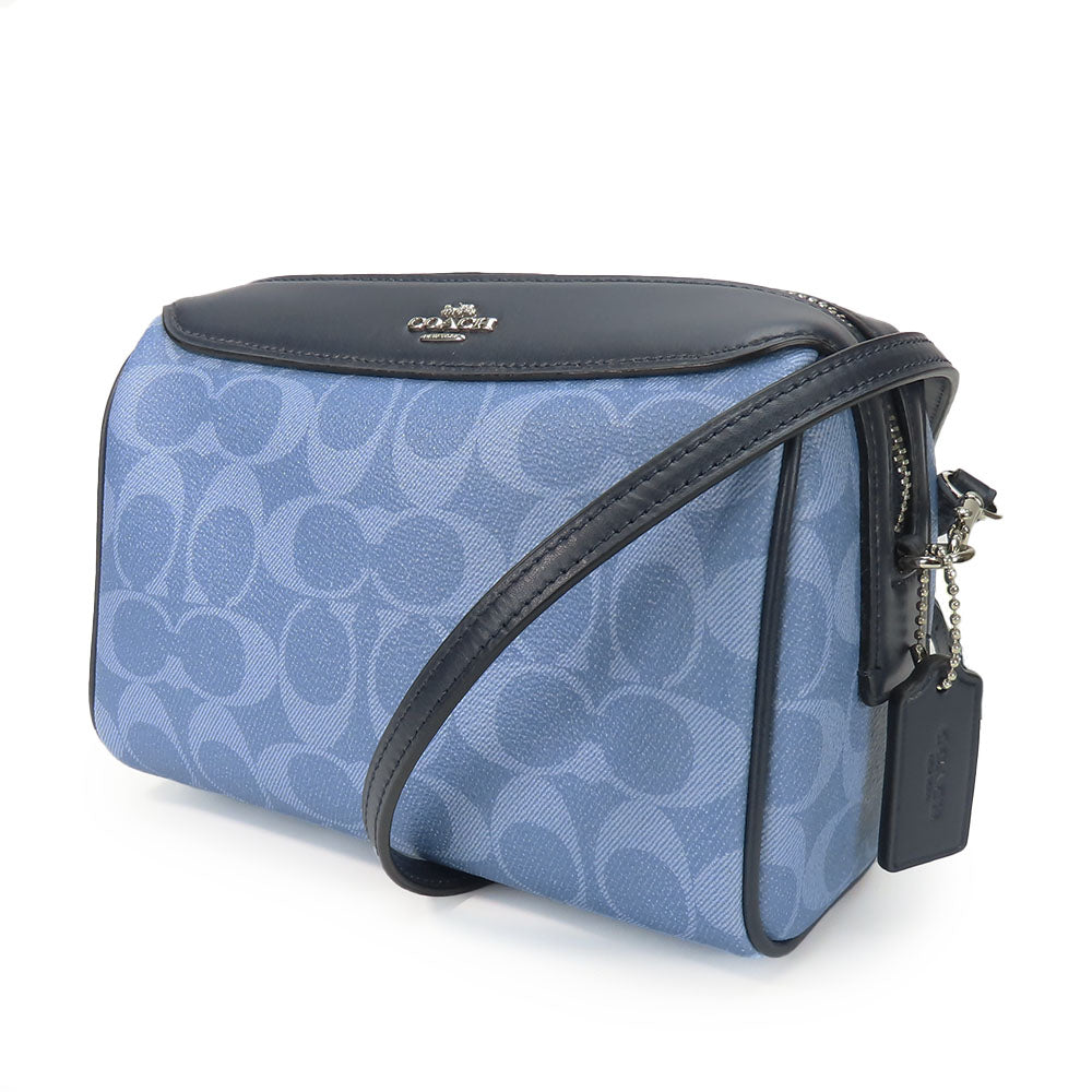 COACH Shoulder Bag 91500 PVC, Leather blue Signature Women Used Authentic